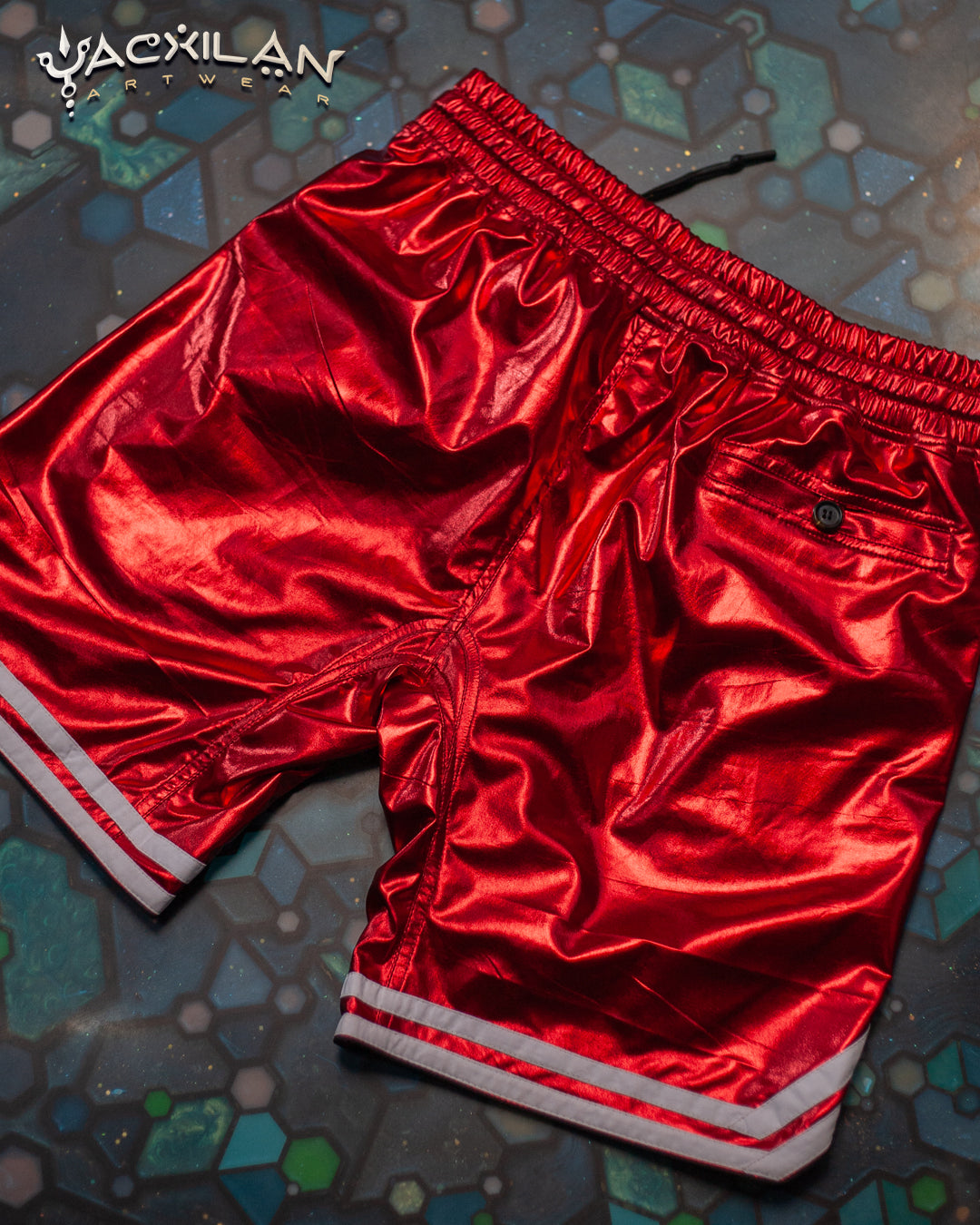 Basket Short White Mountains / Metalic Licra -MUAI TAI RED